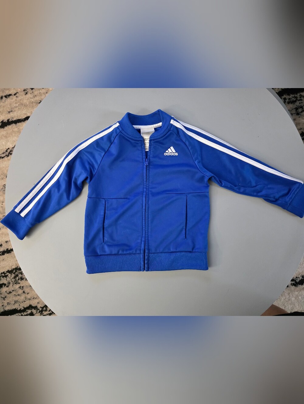adidas Royal Blue Kids Zip-Up Jacket with White Stripes
